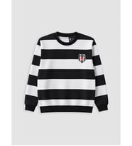 LCW Kids Siyah Beşiktaş Lisanslı Çizgili Erkek Çocuk Sweatshirt