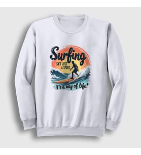 Presmono Unisex Beyaz The Way Of Life Sörf Surf Surfing Sweatshirt 514561tt