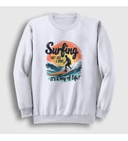 Presmono Unisex Beyaz The Way Of Life Sörf Surf Surfing Sweatshirt 514561tt