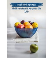 Akrilik Barok Lacivert Büyük Kare Meyve & Salata Kasesi & Karıştırma Kabı / 3,3 Lt (CAM DEĞİLDİR)