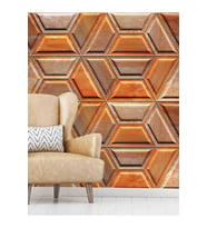 Dreamwall Paslı Metal Geometrik Desen Silinebilir Tekstil Duvar Kağıdı (Çok Renkli)