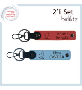 Patili Kombin Sevenlere, İsme Özel Yazılı, Tatlı Deri Anahtarlık, Nar Çiçeği-Gök Mavi