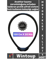 #Kilit Dayanıklı Yüksek Güvenli Motor Bisiklet 120 Cm 20 Mm 5 Hane Şifreli Siyah Motosiklet Kilidi