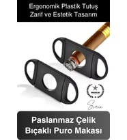Deluxe Puro Kesme Makası Giyotini Cigaretta Paslanmaz Çift Bıçak Keskin Çelik Sağlam Çift Kesim