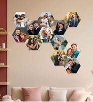 Kişiye Özel 12 Fotoğraflı Altıgen Mdf Tablo