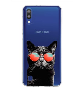 PrintiFy Samsung Galaxy M10 ile Uyumlu 1mm Slim Fit Kedi 3 050d Baskılı Şeffaf  Kılıf