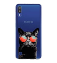 PrintiFy Samsung Galaxy M10 ile Uyumlu 1mm Slim Fit Kedi 3 050d Baskılı Şeffaf  Kılıf