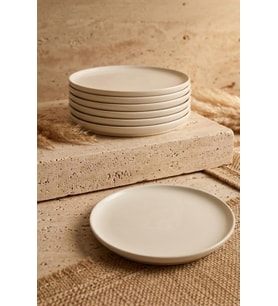 Bambum 6'lı Handmade 20 Cm Beyaz İnci Pasta Tabak Seti - Tatlı Tabağı Seti