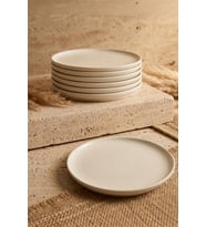 Bambum 6'lı Handmade 20 Cm Beyaz İnci Pasta Tabak Seti - Tatlı Tabağı Seti