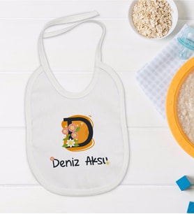 BK Kids Kişiye Özel Harfli Bebek Mama Önlüğü - Model 1