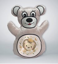 BK Gift Sevimli Aslan Tasarımlı Krem Ayıcık Yastık-2