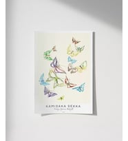 Çerçevesiz Poster Kamisaka Sekka Vintage Japon Kelebekler (Çok Renkli)