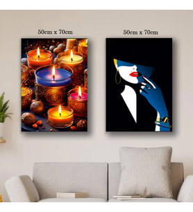 kadın gölgesi ve mumlar romantik tablo resim kanvas 2 adet 50x70