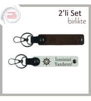 Seyahatseverlere Uygun Minimal Hediye, Gemi Temalı Anahtarlık Seti, Koyu Kahve-Beyaz