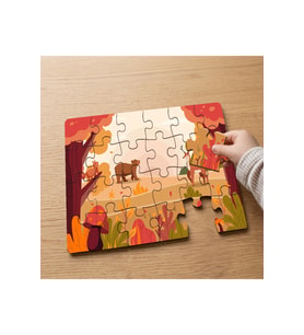 Sonbaharda Hayvanlar Tasarımlı 24 Parça Ahşap Çocuk Puzzle MPK0081