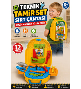 Teknik Tamir Set Sırt Çantası - Oyuncak Tamir Setleri - Tamir Aletleri - Alet Seti - Vidalama Seti