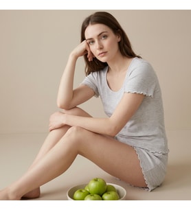 Kadın Koyu Gri Renk Bohçalık Çeyizlik Hediyelik Kısa Kollu Pijama ve Şortlu 3'lü Pamuklu Pijama Takım BB2333
