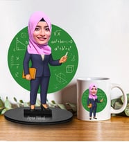 Kişiye Özel Matematik Öğretmeni Tasarımlı Karikatür Biblo Ve Kupa Hediye Seti 292