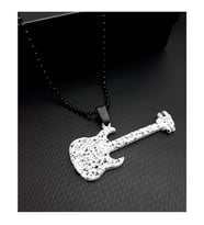 Siyah Top Zincir Beyaz Renk Gitar Kolye