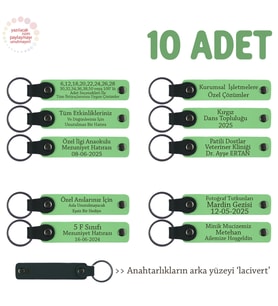 Çocuklardan Annelerine Ortak Hediye, 10'lu Kişiselleştirilebilir Hatıra Anahtarlık, F Yeşil & Laci (Fıstık Yeşili)
