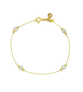 Barika Jewelry Kadın 14 Ayar Altın İncili & Dorika Toplu Bileklik