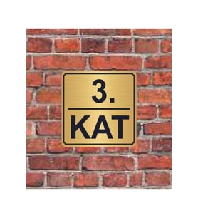 3.Kat Yazılı Metal Yönlendirme Levhası 15x15 cm altın
