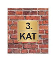 3.Kat Yazılı Metal Yönlendirme Levhası 15x15 cm altın