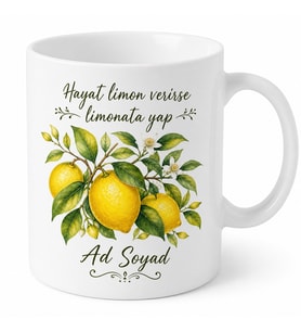 Mersin Limon Bahçesi Temalı Kupa Bardak Özel Tasarım Hediye Bardak
