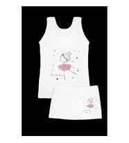 KIZ 3/12 YAŞ KARIŞIK DESENLİ ATLET VE BOXER SET (Beyaz)