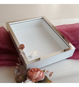 Beyaz 30x40 Cm Fotoğraf Bölümsüz Yarı Gümüş İsimsiz Ledli Gül Saklama Kutusu