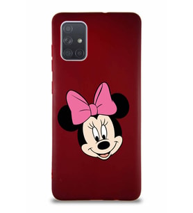 Samsung Galaxy A71 Soft Premier Kapak Minnie Mouse-C Tasarımlı Silikon Kılıf - Mürdüm (Şeffaf)