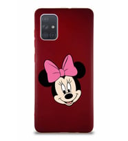 Samsung Galaxy A71 Soft Premier Kapak Minnie Mouse-C Tasarımlı Silikon Kılıf - Mürdüm (Şeffaf)