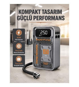 Mey İthalat® 150 PSI Kablosuz Şarjlı Hava Pompası – LED Ekranlı ve Otomatik Kapanma Özellikli