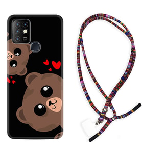 INFINIX Hot 8 9 10 11S Hot 10 Play 10T Kılıf Boyun Asklı Rasta Silikon Love Animals 1780