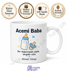 Acemi Baba Yazılı Esprili Kupa Bardak İlk Babalar Günü Hediyesi