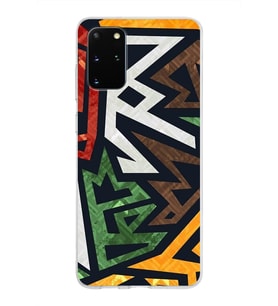 Samsung Galaxy S20 Plus Kapak  Soyut Grafiti Tasarımlı Şeffaf Silikon Kılıf