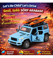 Let’s Be Child Let’s Drive Sesli ve Işıklı Sörf Arabası  Sörf Tahtalı Açılabilir Kapılı Karavan