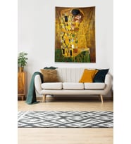Sarı Sarılan Sevgililer Leke Tutmaz Kadife Kumaş Duvar Örtüsü Duvar Halısı Tapestry
