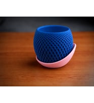 Northcity 3D Baskı Küre Saksı - Kafes Dokulu İki Parçalı Dekoratif Saksı - Mavi-Pembe