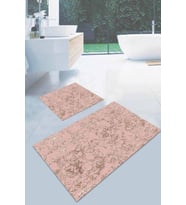 Pembe Mermer Görünümlü Banyo Halısı Klozet Paspas Seti BS022