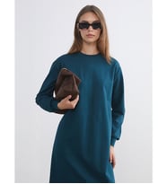 LCW Modest Petrol Bisiklet Yaka Sweatshirt Elbise