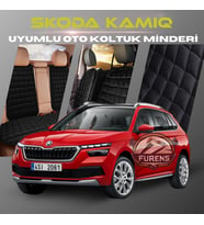 Skoda Kamiq Siyah Renk Tay Tüyü Cepli & Terletmez Sırtlı Oto Koltuk Minder Seti - Koltuk Koruma Kılıfı (ÖN & ARKA TAM SET)