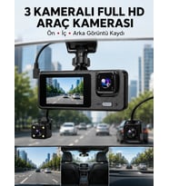 3 Kanallı Araç Dvr - Ön + İç + Arka Kamera İle Tam Kapsama, Yüksek Güvenlik Yeni Nesil