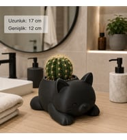 Kedi Figürlü Dekoratif Saksı