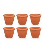 Omnipazar SO-HS06 Plastik Hasır Desenli Saksı 42 lt Kiremit 6 Adet