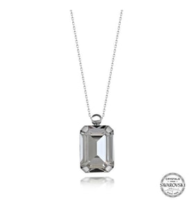 Crystal Taşlı  Baget 925 Ayar Gümüş Kolye