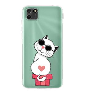 Huawei Y5 p Uyumlu Kamera korumalı Kapak Coolcat Tasarımlı  Şeffaf Kılıf