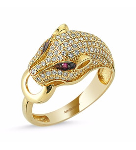 Kaplan Altın Yüzük 14K Gold 