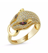 Kaplan Altın Yüzük 14K Gold  (Çok Renkli)