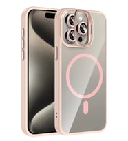 Durukar® iPhone 15 Pro Max Remim Lensli Magsafe Standlı Kapak - Pembe